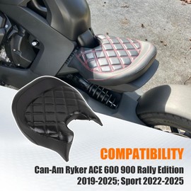 PSLER Seat Pad Driver Seat for the Can-Am Ryker 600 900 Sport Rally Edition 2019 2020 2021 2022 2023 2024 2025 Black