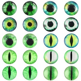 TOAOB 20pcs 30mm Green Dragon Eyes Glass Cabochons Eyes for Clay Doll Making Sculptures Props Craft DIY Findings Jewelry Making