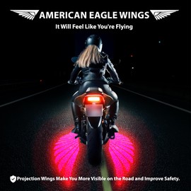 American Eagle-Projection LED Wings/TV Sport Motorcycle Accessories. Underglow Lights for Cars and Motorcycle Lights Project a 5-ft Wing on The Road. Harley Davidson Accessory (Red)