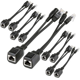 iCreatin Passive PoE Injector and PoE Splitter Cable Kit with 2.1x 5.5mm DC Barrel Jack (5-Pack)