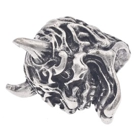 KMOATIM Japanese Devil Hannya Paracord Bead - Copper EDC for Knife Lanyard Parachute Cord Charms DIY Keychain Handcrafted (Silver Brass)