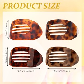 4 PCS Flat Hair Clips, Round Lay Down Hair Claw Clips for Women Girls,Non-slip Strong Hold Hair Clips, Flat Oval Hair Claw Vintage Claws Clip Curved Design Strong Hold for Women and Girls (B)