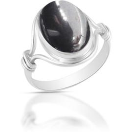 Sterling Silver 925 Ring For Womens Natural Hematite Ring Sterling Silver Engagement Ring Grey Gemstone Ring
