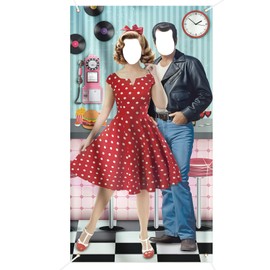 COLOFALLA Vintage Party Photo Requisten Decoration 50s Photo Wall Photo Background Disco Photo Wall Decoration Vintage Retro Photo Props Banner for Door Wall Dance Evening 100 x 180 cm with Rope