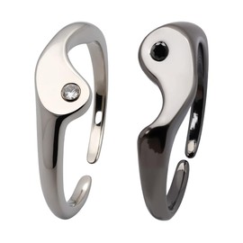 Borhmty Couples Rings for Women Men Open Heartbeat Rings Adjustable Matching Rings for Boyfriend Girlfriend Wedding Anniversary Birthday Gifts for Husband Wife Engagement Wedding Promise Ring