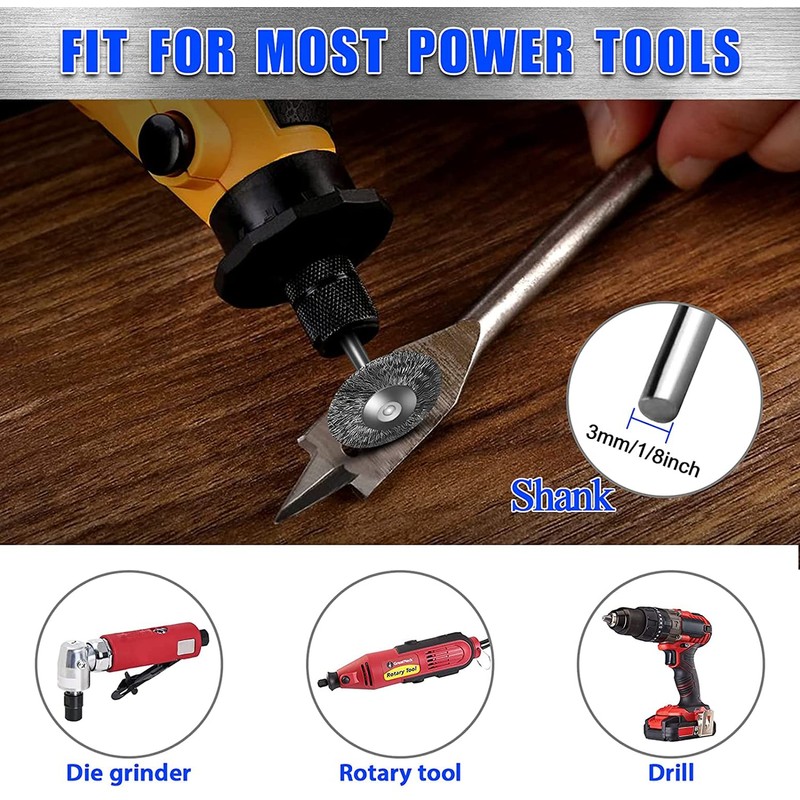 Mixiflor 120 Pcs Rotary Tool Wire Brush, Steel Wire Wheels