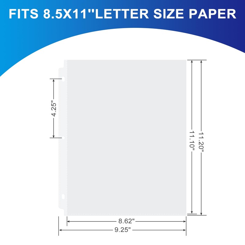 100 Pack Clear Sheet Protectors, 8.5 x 11 inch Page