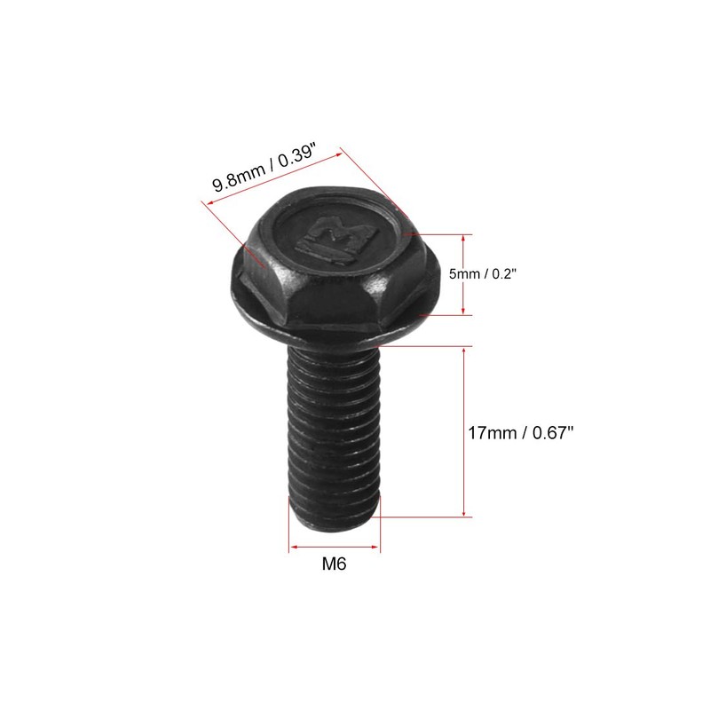 sourcing map Metric M6x17mm Hex Flange Bolts Left Hand Thread