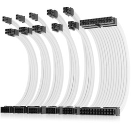 AsiaHorse 16AWG Cable de extensión de PSU para PC Fuente de alimentación Cables, 24 Pines ATX /4 + 4 Pines EPS /6+2 Pines PCI-E /6 Pines PCI-E