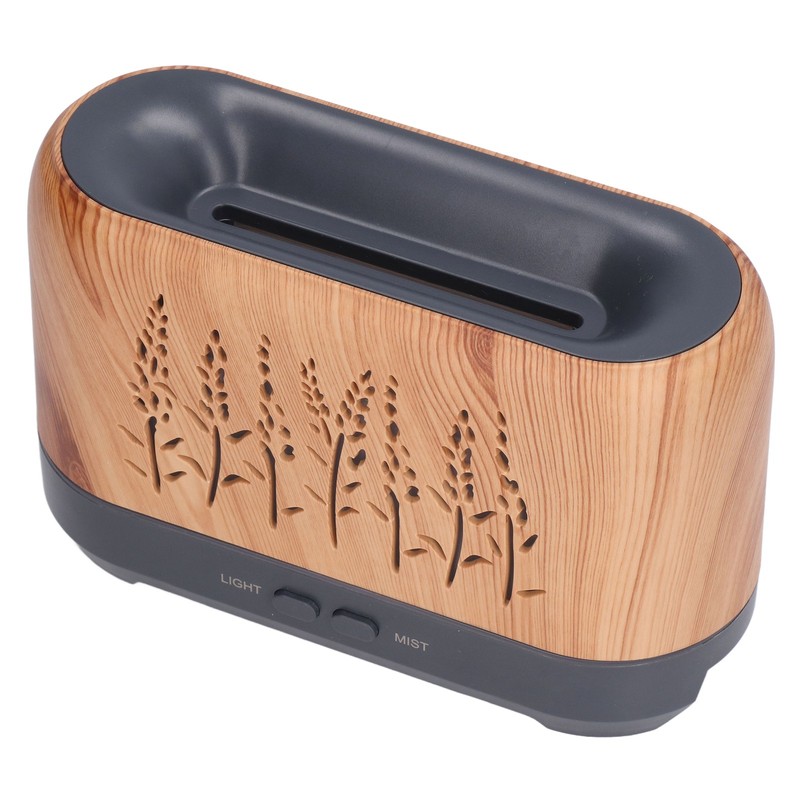 Humidifier 200ml Aroma Diffuser Wood Grain Flame Pattern Light Low