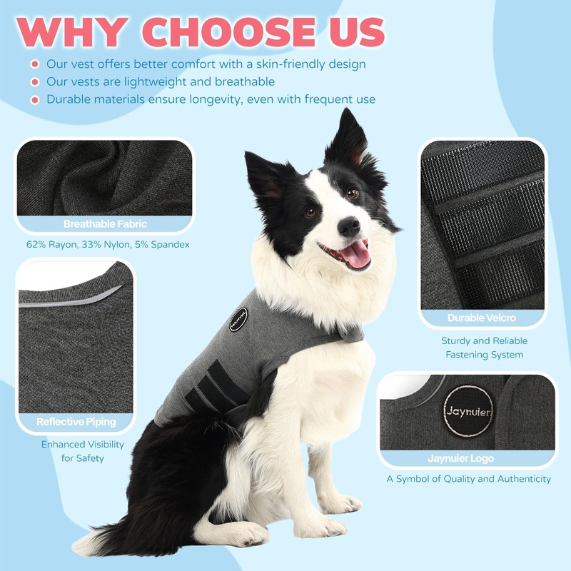 Jaynuier Dog Anxiety Relief Calming Vest, Vet Visits and Separation