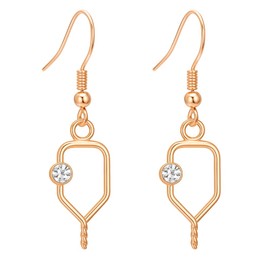 Pickleball Paddle Earrings with Crystal – Rose Gold Drop Accessories for Women, Girls, or Your Pickleball Partner – Cute Pickleball Jewelry Gift for Players, Fans, and Teams
