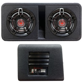 Gravity G8BD2 Dual 8" 1200W Active Powered Car Sub Enclosure Ported Compact Subwoofer
