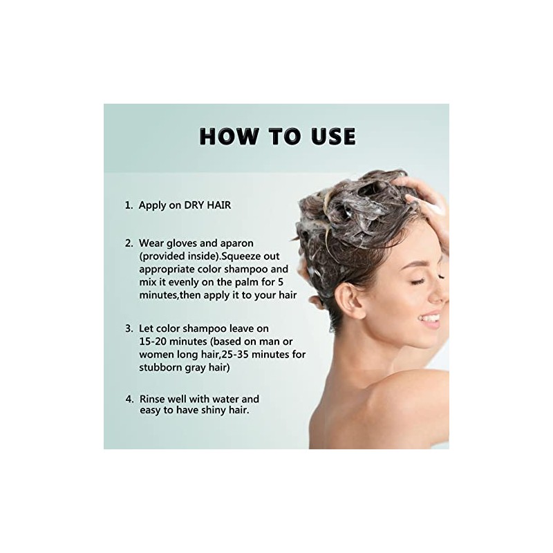 Fvquhvo Champú Instantáneo para Cabello Negro para Cabello Gris -