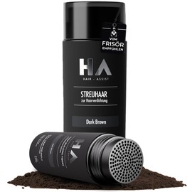 HA Hair-Assist Hair-Assist scattered hair for hair thickening in seconds [27.5 g] loose hair - hair thickener effectively conceals hair loss - developed and recommended by hairdressers (dark brown, 27.5 grams)