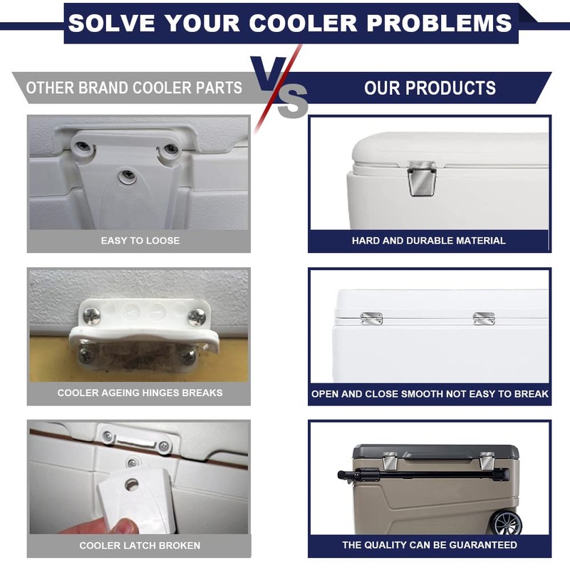 Cooler Stainless Steel Hinge & Latch Set, Ice Chest Hinges,