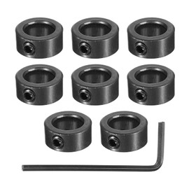 PATIKIL Bore 10 mm Shaft Collar 18 mm OD 8 mm Thickness, 8 Pack Carbon Steel Landing Gear Stopper Wheel Collar with Set Screw & Wrench for Machine Tool Industry, Black