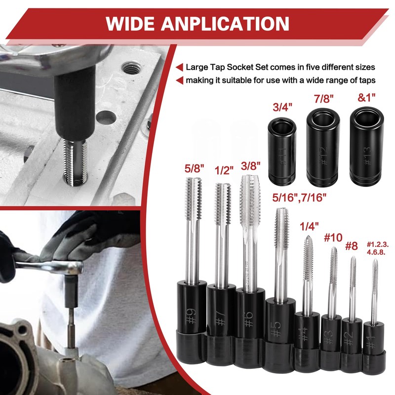 70700 Tap Socket Set 11 Pcs, Magnetic Adapter for Std/Metric