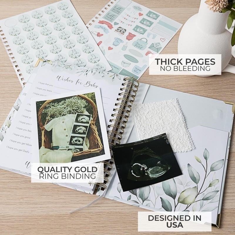Pregnancy Journal and Memory Book with Stickers and Keepsake Pocket