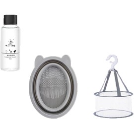 Generic - Juego de tres piezas de limpieza de brochas de maquillaje para limpieza de huevos de belleza mágica plegable de silicona, tazón de limpieza de brochas de maquillaje, (gris)