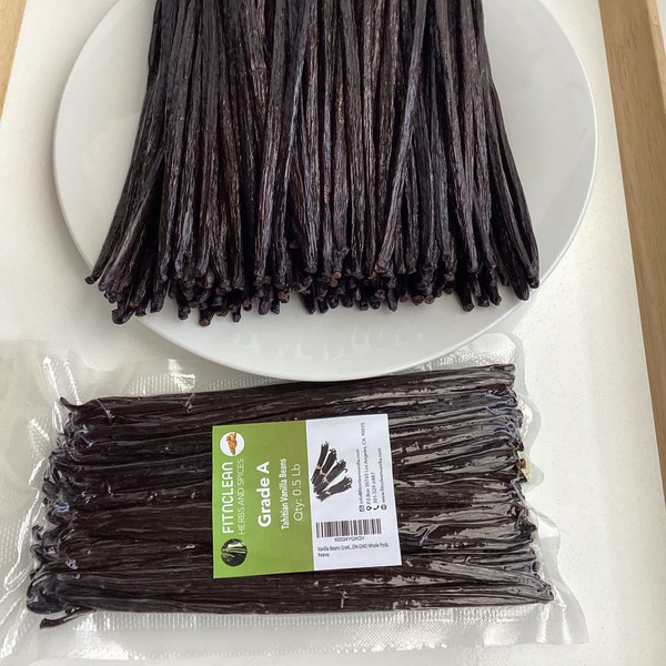 8oz Vanilla Beans Grade A Tahitian 6"-8" Bulk for Cooking, Baking and Extract by FITNCLEAN VANILLA| 0.5 Pound (1/2lb) Fresh Gourmet Raw NON-GMO Whole Pods