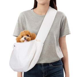 Dog Carrier Sling, Cat Backpack Carrier, Cotton Puppy Carrier Sling, Hands Free Dog Bag Carrier with Wide Strap Built in Safety Buckle Pocket for Small and Medium Pets (Medium)