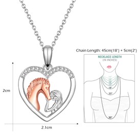 ITESSY Horse Gifts for Girls - Silver Girl and Horse Pendant Necklace for Women Girls, Stainless Steel Horse Necklace for Horse Lover Gifts, Horse Gifts for Women Pony Necklace Girls with Gifts Box