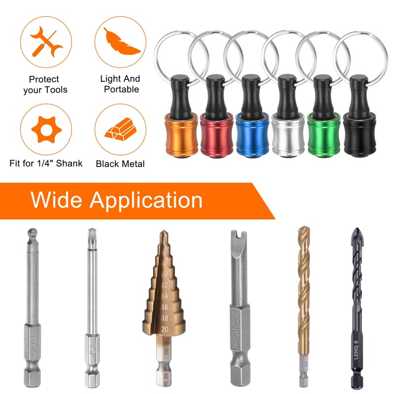 sourcing map 6PCS Bit Holder 1/4" Hex Shank Portable Aluminum