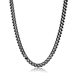 Metro Jewelry Thick Box Chain Necklace for Men in Stainless Steel with Black Ion Plating 24 Inches Long 6 mm Wide Push Lock