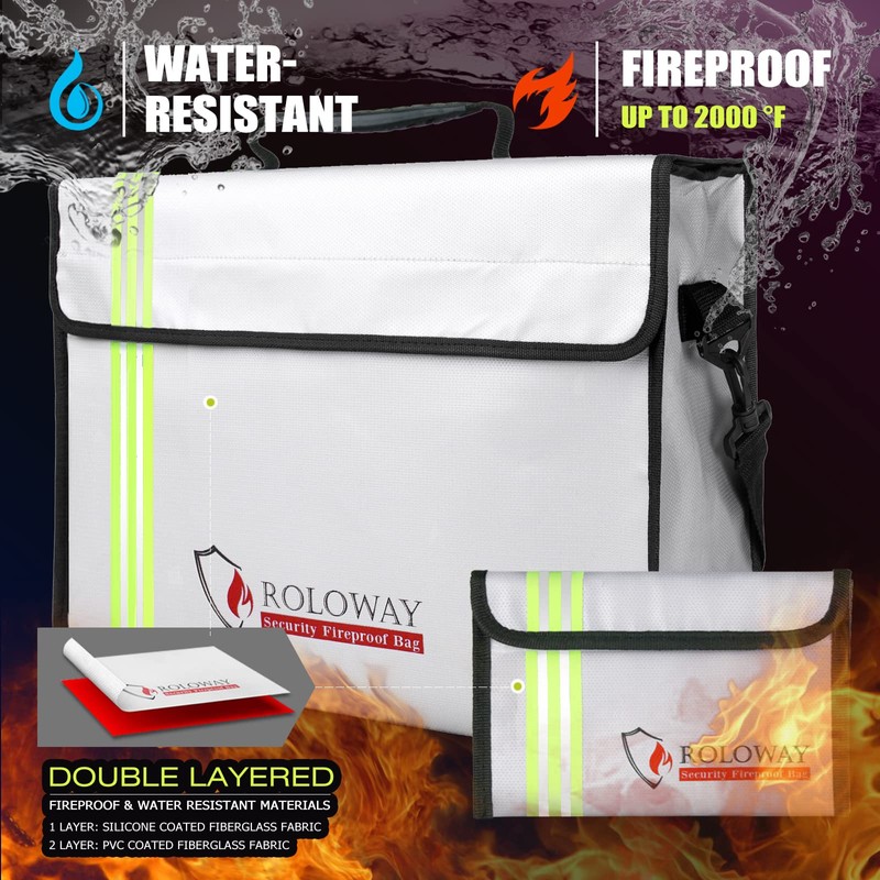 ROLOWAY Large (15 x 12 x 5 inches) Fireproof Bag