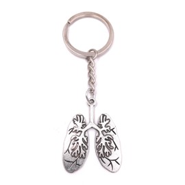 H-Customs Lungs Breathing Smoker Key Ring Pendant Silver Metal