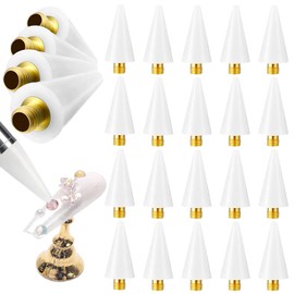 WOKOTO 20 Pieces White Wax Replacement Head Tips For Rhinestone Picker Tool, Nail Rhinestones Picker Wax Tips Nail Dotting Pen To Pick Up Gem Jewelry, Replacement Wax Head Tips For Rhinestone Tool