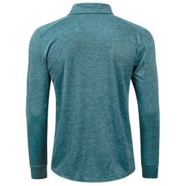 Derminpro Men’s Performance Polo Shirts Long Sleeve Fast Dry Breathable Golf T-Shirts Blue Green X-Large