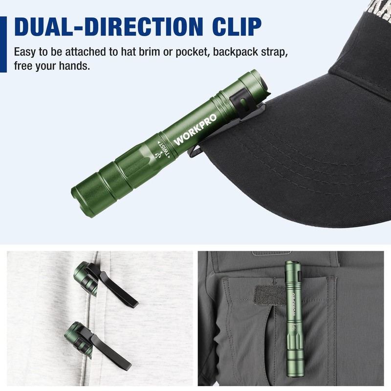 WORKPRO Rechargeable Pen Light, Mini Flashlight, 2 Pack Ultra-Compact EDC