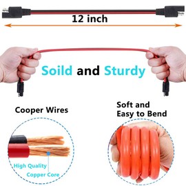 FLAPRV 2-Pack 12" 10 Gauge 2 Pin Quick Disconnect Audiopipe Polarized Wire Harness, Heavy Duty SAE Connector Bullet Lead Cable with Waterproof Caps