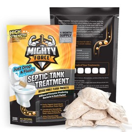 Septic Tank Treatment Packets - 6 Months Supply (6 Dissolvable Flush Packs) - Billions of Active Bacteria - Just Drop, Flush, Repeat