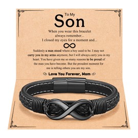 PINKDODO To My Son Bracelet Son Gifts From Mom Valentines Day Gifts for Teens Kids Boys Teenage Teen Ideas 14 16 18 20 21 Year Old Birthday Christmas Easter for Adult Men Guys