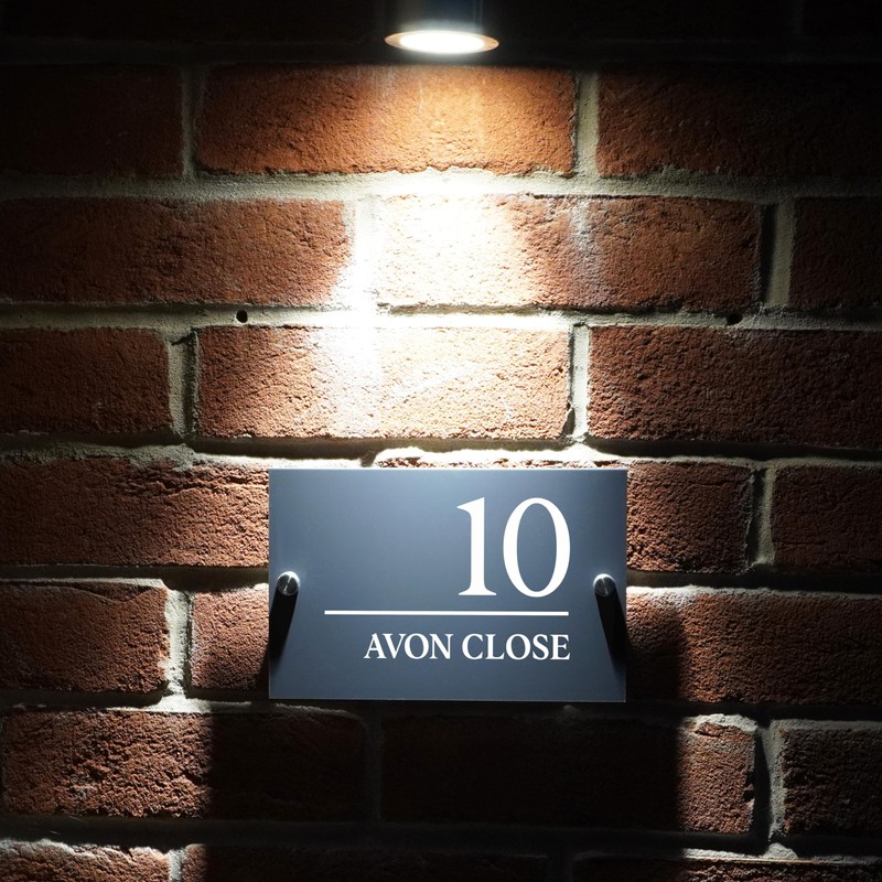 Badgemaster Modern Anthracite House Number Sign Plaque Stainless Steel Standoffs