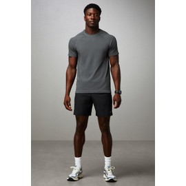 Fabletics Men's The Fundamental Short II, Workout, Running, Training, Gym, Yoga, Ultra Lightweight, 7" Inseam, M, Black Dazed and Glazed Af
