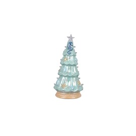 Young's Inc. Decorative Tabletop Christmas Tree - Perfect Holiday Decor for Home and Office - Fits on Countertops, Desks, Shelves, and More - 5.5" x 5.5" x 8.25" - Nautical with LED