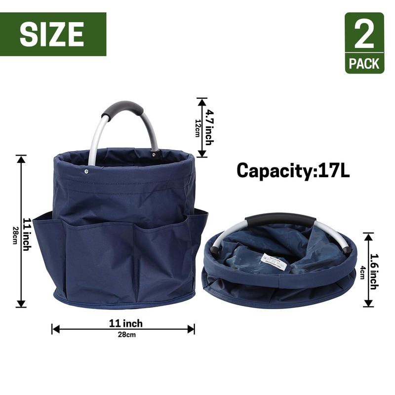 ZELARMAN Garden Tool Organizer,17L Foldable Basket with Handles, Garden Bucket