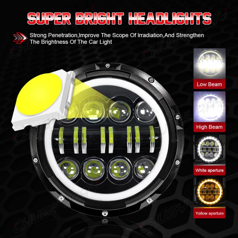 CHUSYYRAY For Nissan Patrol Y60 7 inch Round LED Headlight
