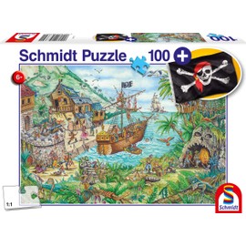 Schmidt Spiele 56330 In the Pirate Bay, Includes Pirate Flag, Children's Puzzle, 100 Pieces, Multi-Coloured