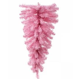 Artificial Pink Pine Teardrop Swag, 32 inches Long, Christmas Holiday Decoration with Wired Spine