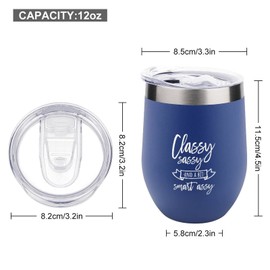 Blue Tumblers Christmas Travel Tumbler Mug Classy And A Bit Smart Assy Insulated Tumbler 12 OZ Drinking Cup Water Bottle For Home Office Travel Party For Hot Cold Drinks Christmas Gifts Mug