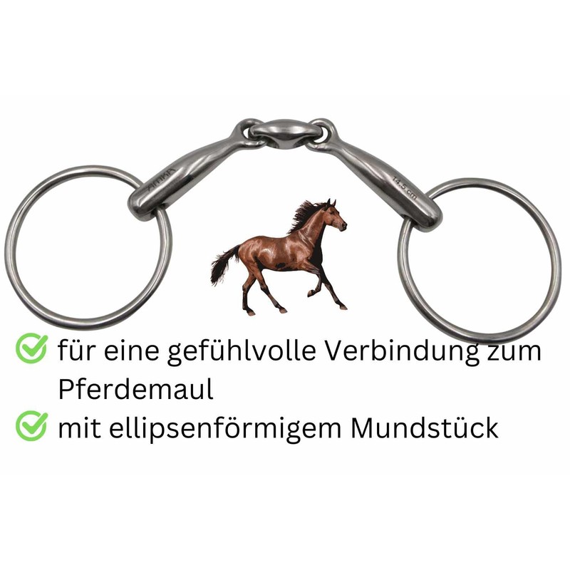 AMKA Snaffle Double Broken Solid Stainless Steel Thickness 16 mm