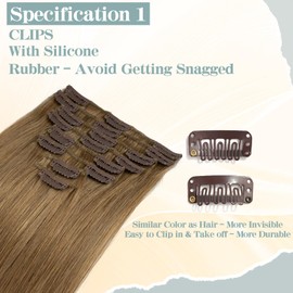 S-noilite Clip in Hair Extensions Human Hair Light Brown, 18 Inch Clip in Human Hair Extensions 8PCS Straight Human Hair Extensions Clip In 70G