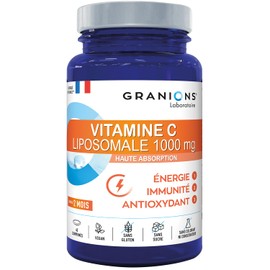 Liposomal Vitamin C 1000 mg | Ultra Dose | Energy, Immunity, Antioxidants | 60 Tablets Vegan | Sugar Free | Gluten Free | Up to 2 Months Use | Granions | Made in France