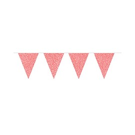 Folat 60223 Gllitzer Bunting - Approx. 6 cm - 10 Flags Each 22 x 17 cm - Red
