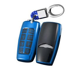 SANRILY Funda de TPU Suave con 8 Botones para Genesis GV80 2021 2022 G80, GV70 protección Completa sin Llave con Llavero Azul